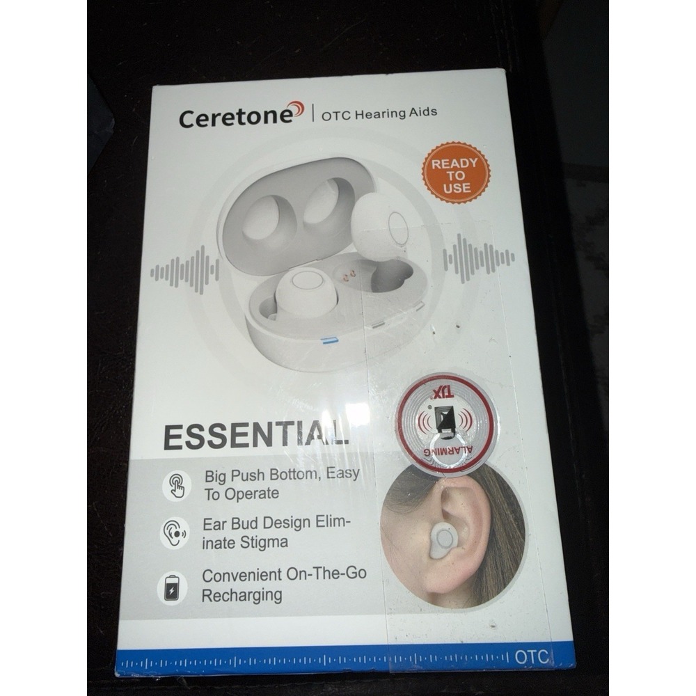 Ceretone Essential OTC Hearing Aids CE-A39HT Rechargeable Earbud Style NEW!